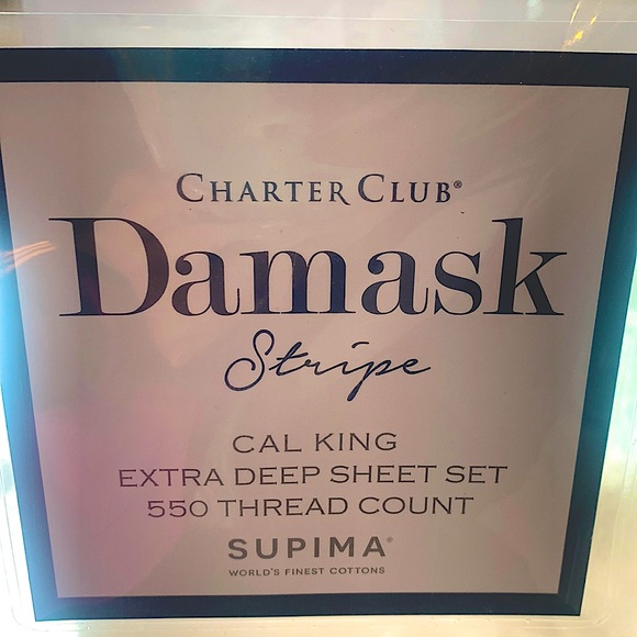 2 white striped NEW king pillowcases 550 thread count Damask Supima cotton - Picture 3 of 5